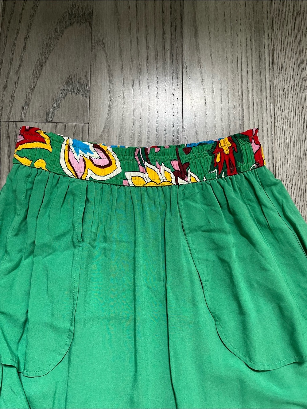 NWOT BODEN Crinkle Midi Skirt, Green, Paisley Azure Size 4R - Picture 7 of 10